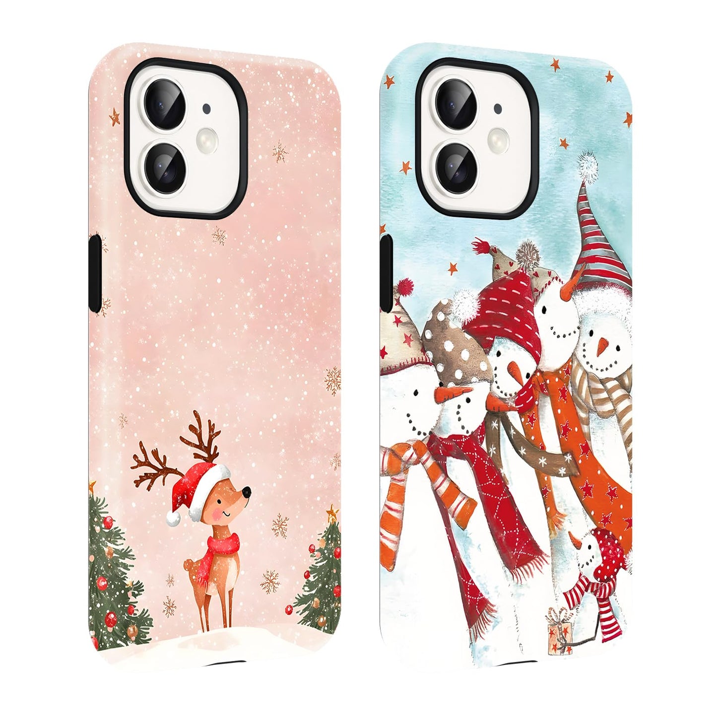 2 Pack Merry Christmas Tree Phone Case for iPhone 13 / iPhone 14 Case 6.1", Cute Xmas Snowflake Pattern Design Phone Cover Hard PC Shockproof Soft TPU Matte Protection Funda for Girls Women