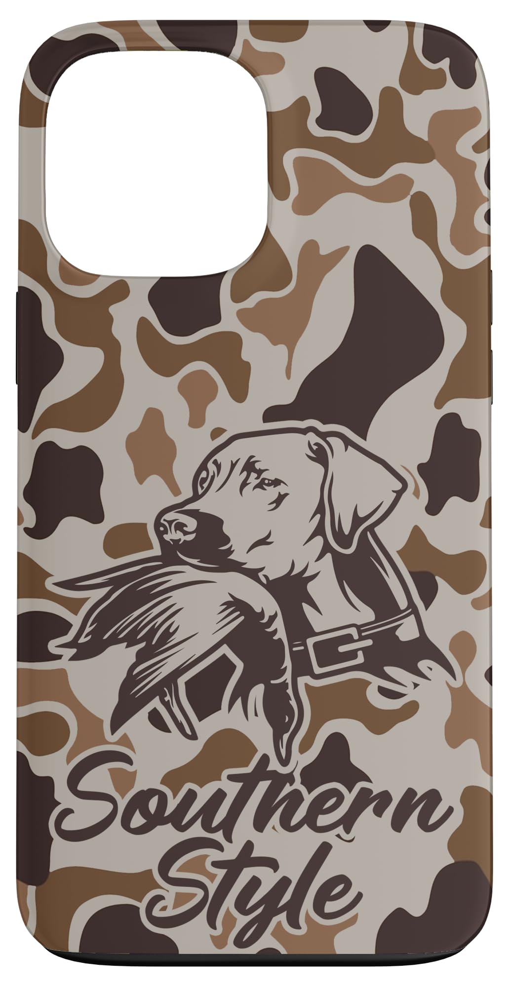 iPhone 15 Old School Camo Southern Style Duck Hunters with Dog Case