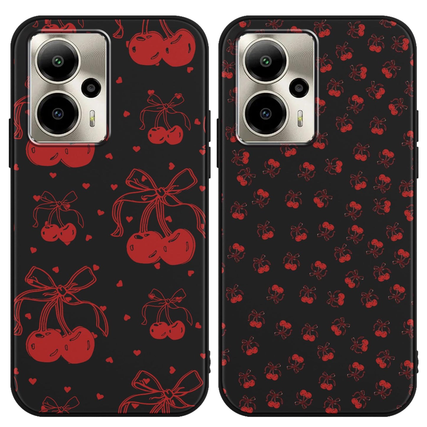 2 Pack Cartoon Floral Phone Case for Gabb Phone 4 6.1",Cute Kawaii Flower Collage Pattern Cases Aesthetic Design,Black TPU Bumper Protective Cover for Girls Women