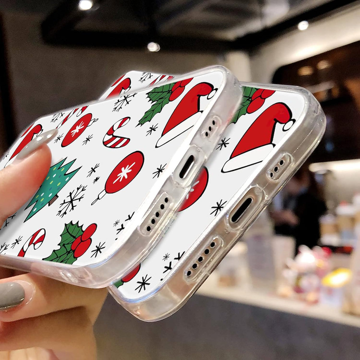 LCHULLE for iPhone 12/12 Pro Christmas Case Xmas Santa Holiday Clear Case | Cute Transparent Design for Women Men Kids, Slim Fit Soft TPU Silicone Shockproof Protective Back Cover - Xmas Tree