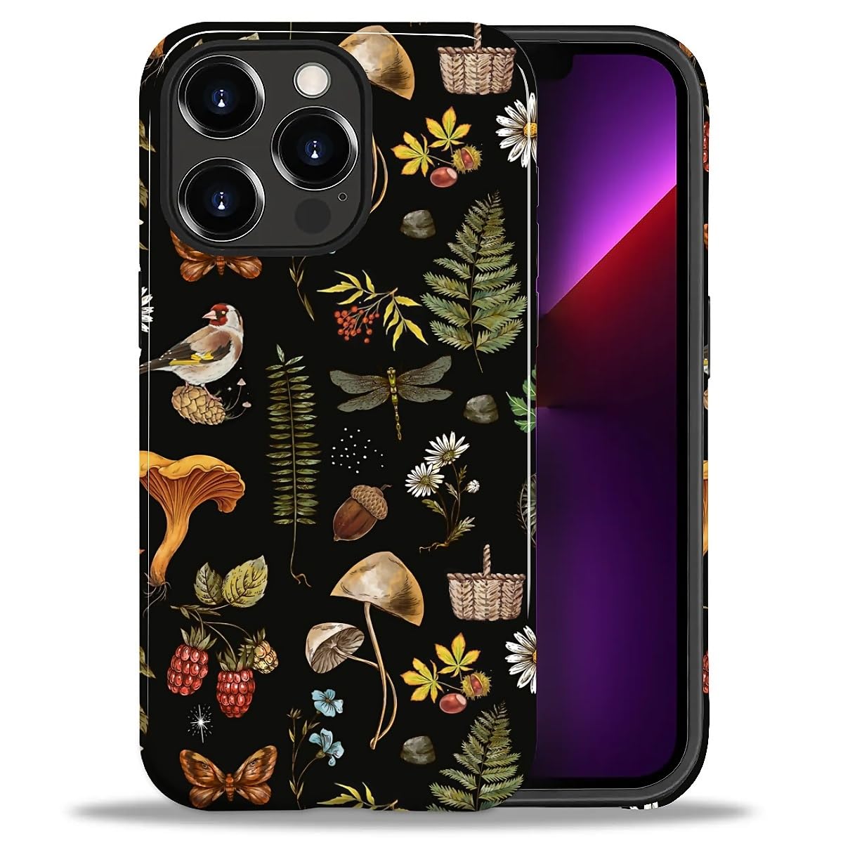 DAIZAG Case for iPhone 13 iPhone 14, Christmas Coffee Snowflake Cane Full-Body Design Hybrid Dual Protection Soft TPU + Hard PC, Shockproof Scratch-Resistant Protective Cover Phone Case for Men Women