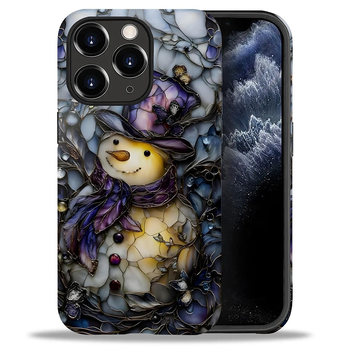 Case for iPhone 17,Drop Protection Hybrid 2-Layer Hard Phone Cover-Vintage Christmas Stamps Collage