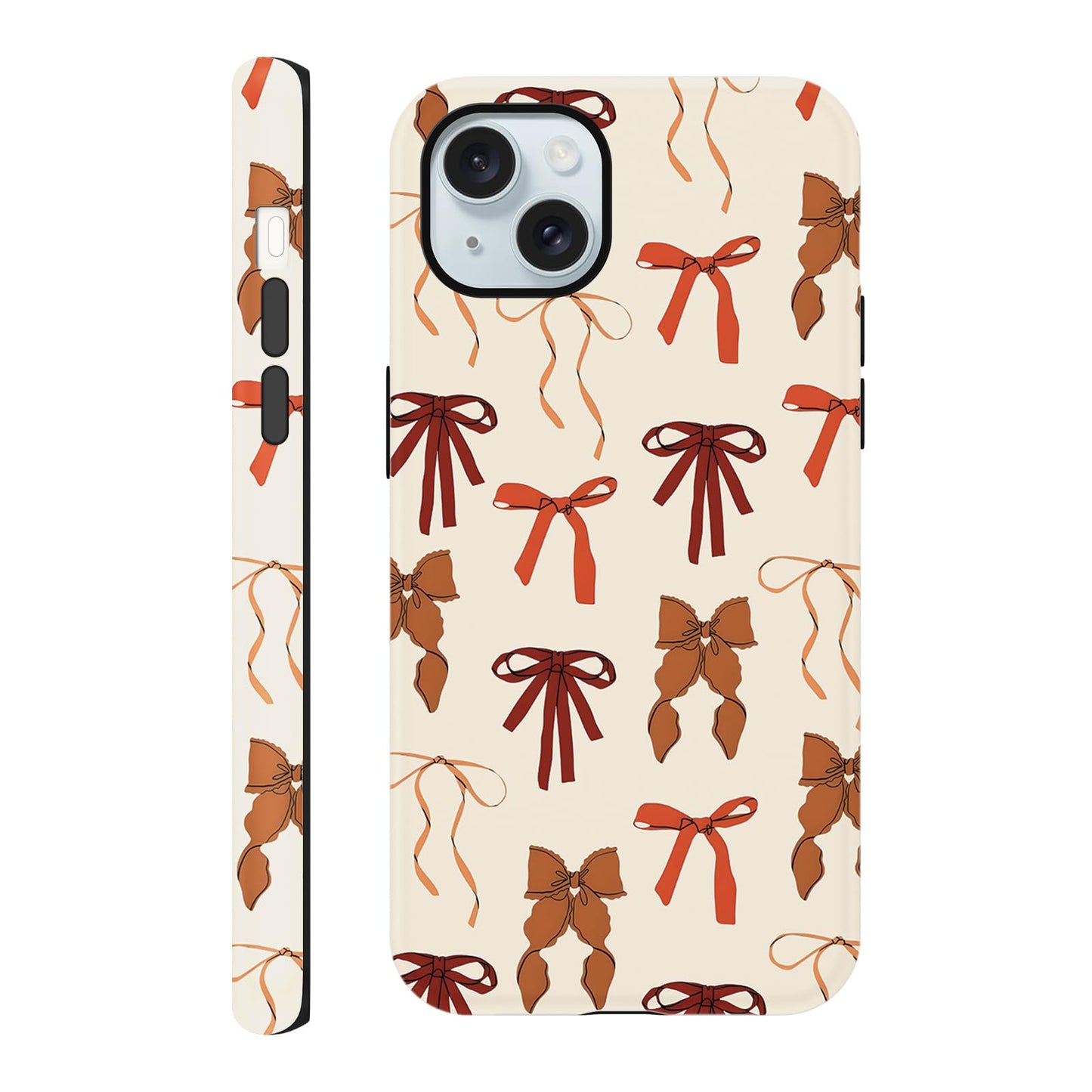 Cute Christmas Bow Phone Case for iPhone 12/12 Pro Case 6.1", Red Green Aesthetic Coquette Preppy Ribbon Bowknot Pattern Design Cover Shockproof Soft TPU Hard PC Protection Girls Women Funda