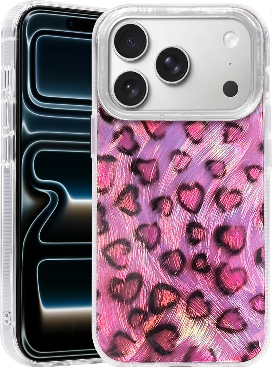 Compatible with iPhone 17 Case,with [Soft Slim][Camera Protection] Cute Fishing Cats Shiny Aesthetic Phone Cover Anti-Yellowing Shockproof Protective Cover for Women Girl