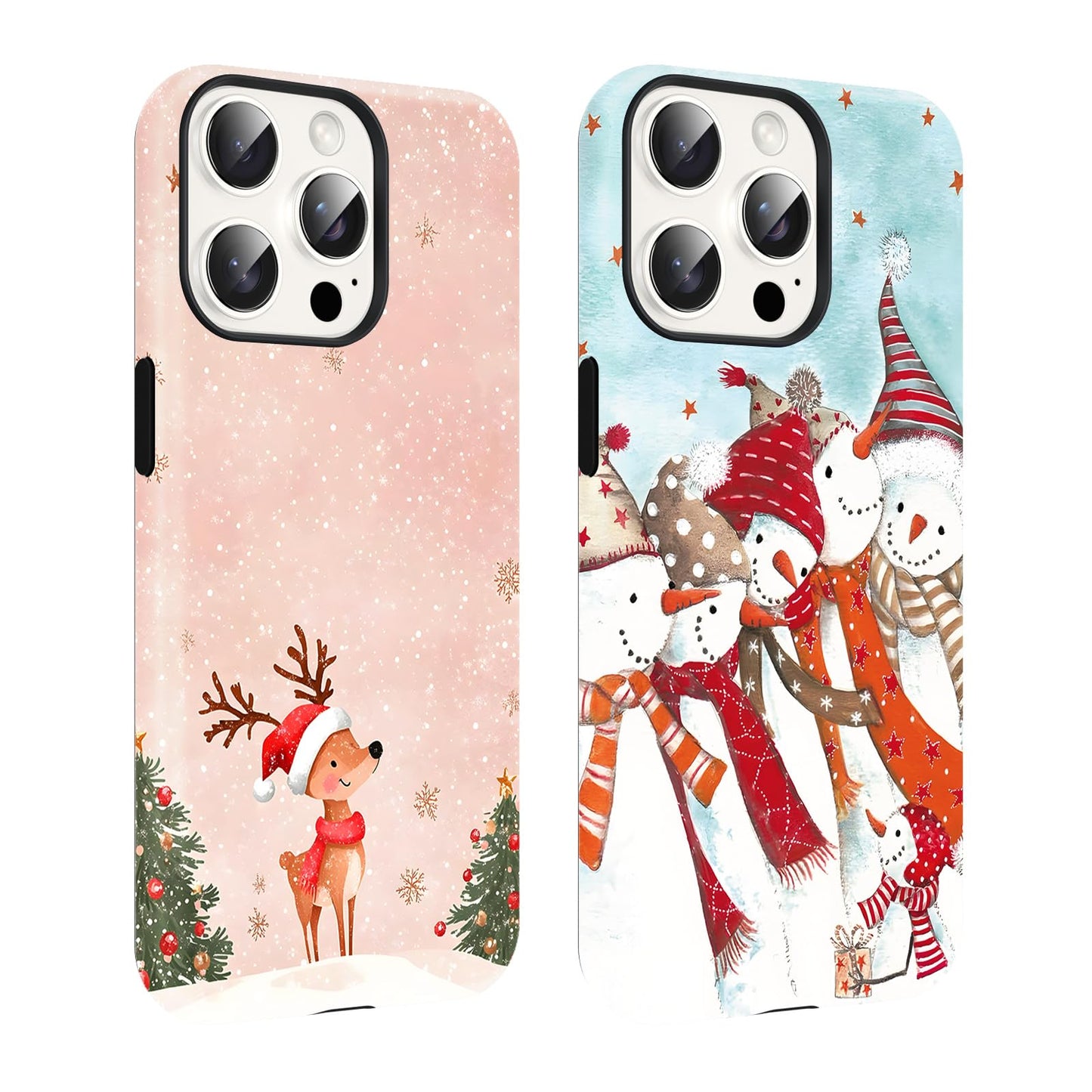 2 Pack Merry Christmas Tree Phone Case for iPhone 13 / iPhone 14 Case 6.1", Cute Xmas Snowflake Pattern Design Phone Cover Hard PC Shockproof Soft TPU Matte Protection Funda for Girls Women
