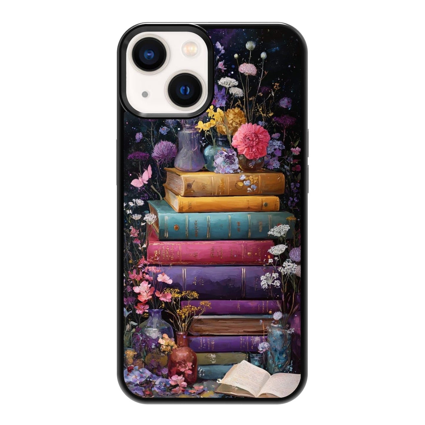 Black Cat Indoor Jungle Potted Plants Bookshelf Dark Green Botanical Urban Forest Phone Case, Shockproof Protective Cover for iPhone 11 12 13 14 15 16 17 Pro Max Plus Mini XR 7 8 SE