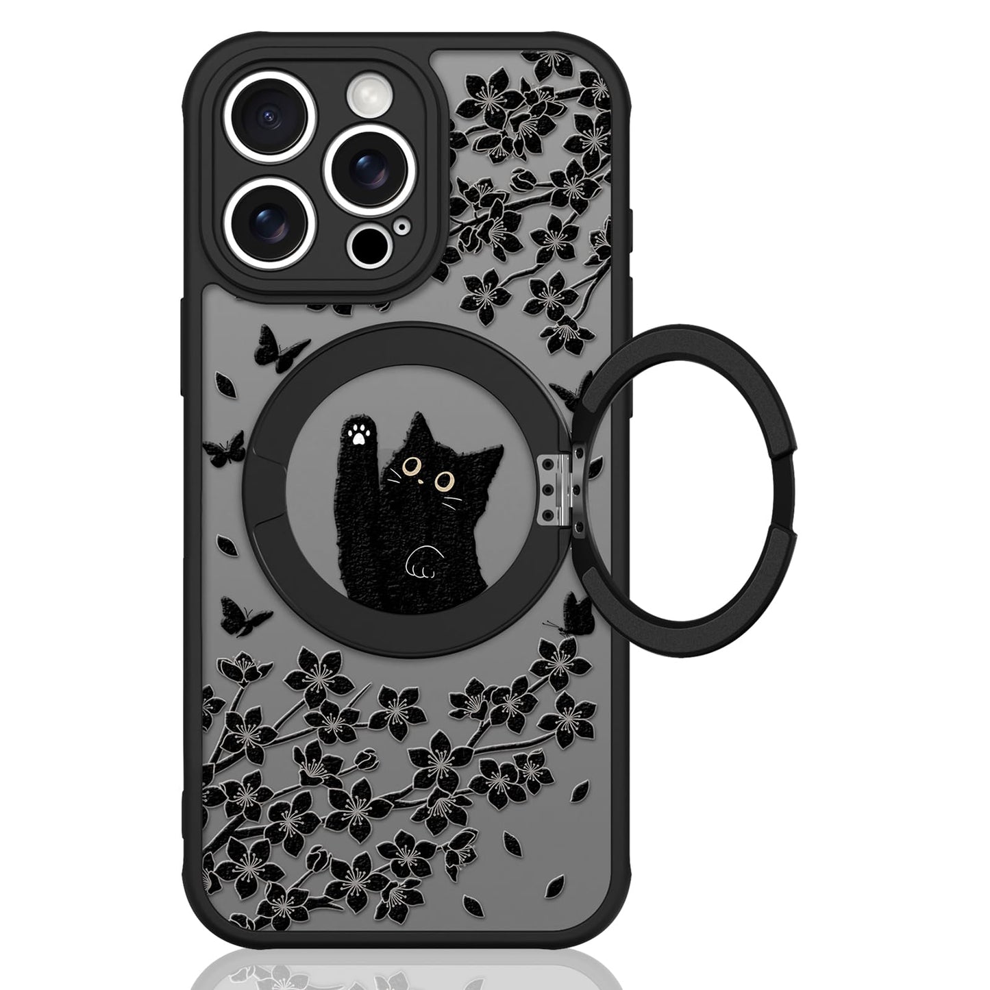 Cute Magnetic Case for iPhone 14 Case, Black Cats Pattern | Compatible with MagSafe, Soft Bumper Hard Back Kawaii Animal Aesthetic Protective Phone Cover Design for Women Girls Boys