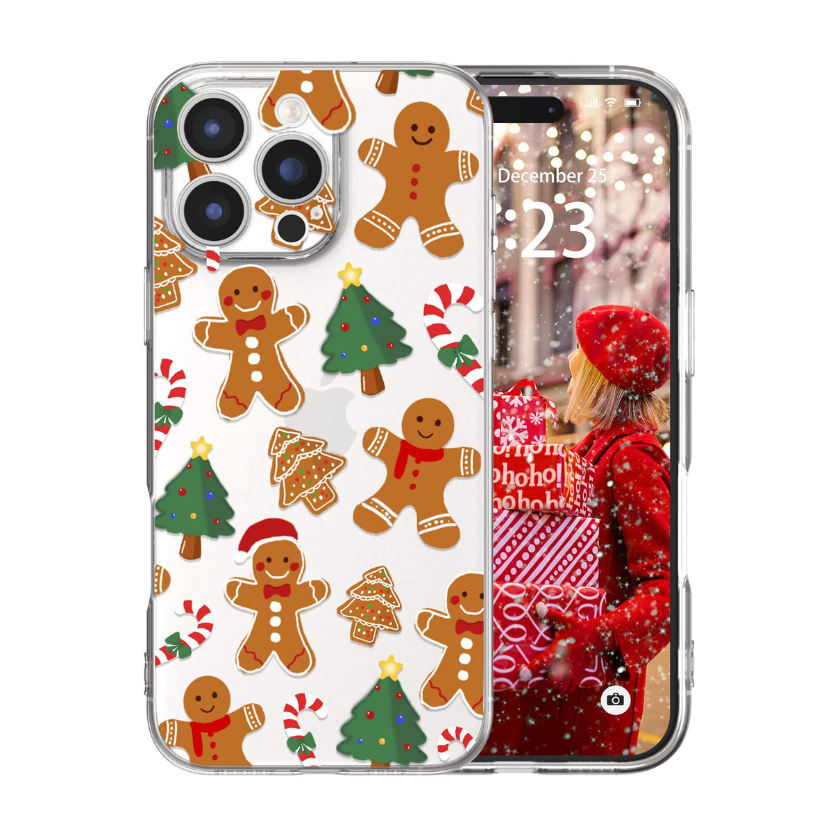 for iPhone 16 Christmas Case Cute Xmas Tree Clear - Gingerbread Man | Xmas Santa Girly Women Girls Kids Snowflakes Candy Winter Holiday Festival Gifts Trendy Soft Protective Cover