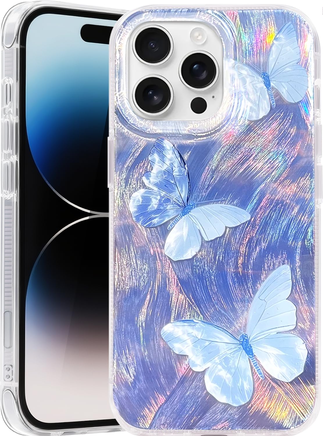 Compatible with iPhone 17 Case,with [Soft Slim][Camera Protection] Cute Fishing Cats Shiny Aesthetic Phone Cover Anti-Yellowing Shockproof Protective Cover for Women Girl
