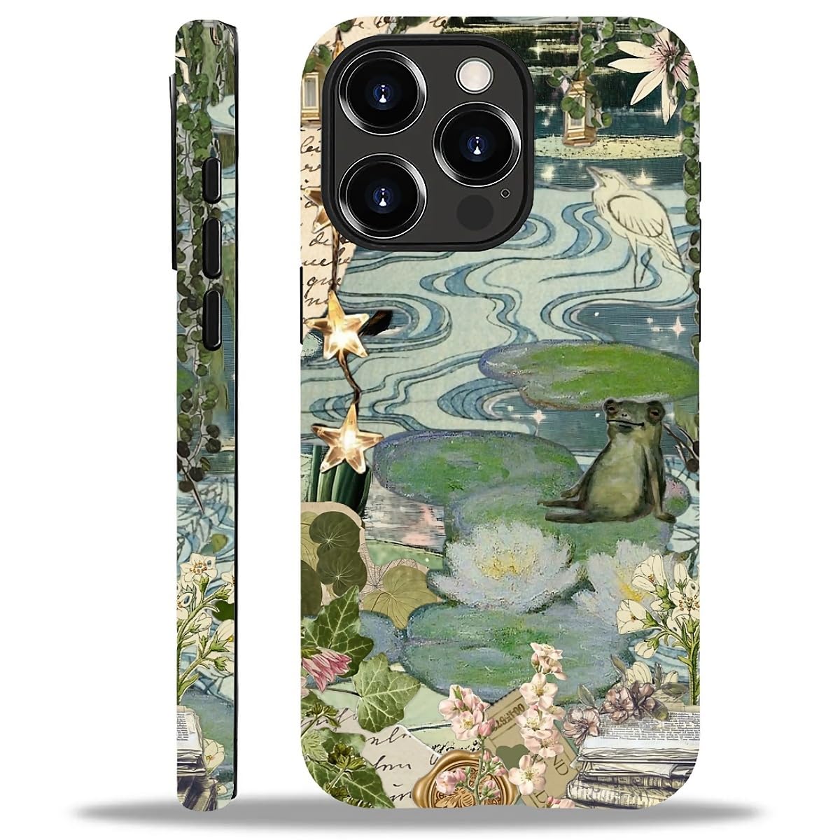 Case for iPhone 16 Pro Max,Aesthetic Frog Pond Splice Exquisitely Pattern Double Protective Phone Cover Cases Soft Silicone for iPhone 16 Pro Max