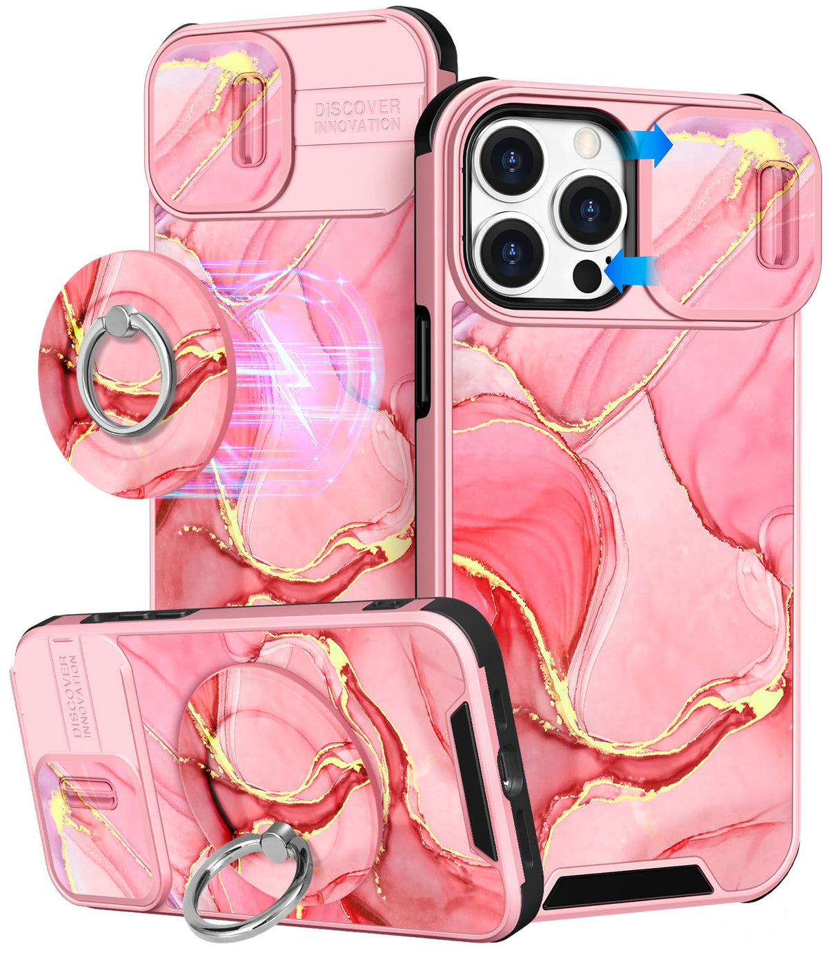 Buleens for iPhone 17 Pro Max Case 6.9 Inch - with Ring Stand & Camera Cover Aesthetic Cute Designed for Women Girls Girly Cartoon Kawaii Dogs Phone Case for iPhone 17 Pro Max Compatible with Magsafe