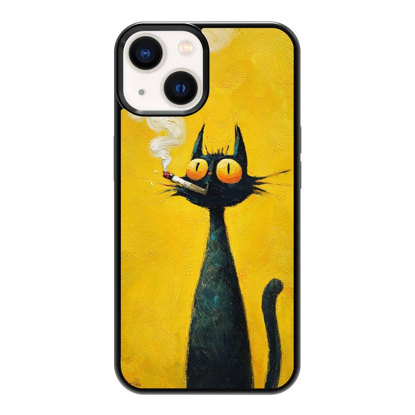 Lush Tropical Monstera Leaves Black Cat Botanical Art Phone Case, Shockproof Protective Cover for iPhone 11 12 13 14 15 16 17 Pro Max Plus Mini XR 7 8 SE