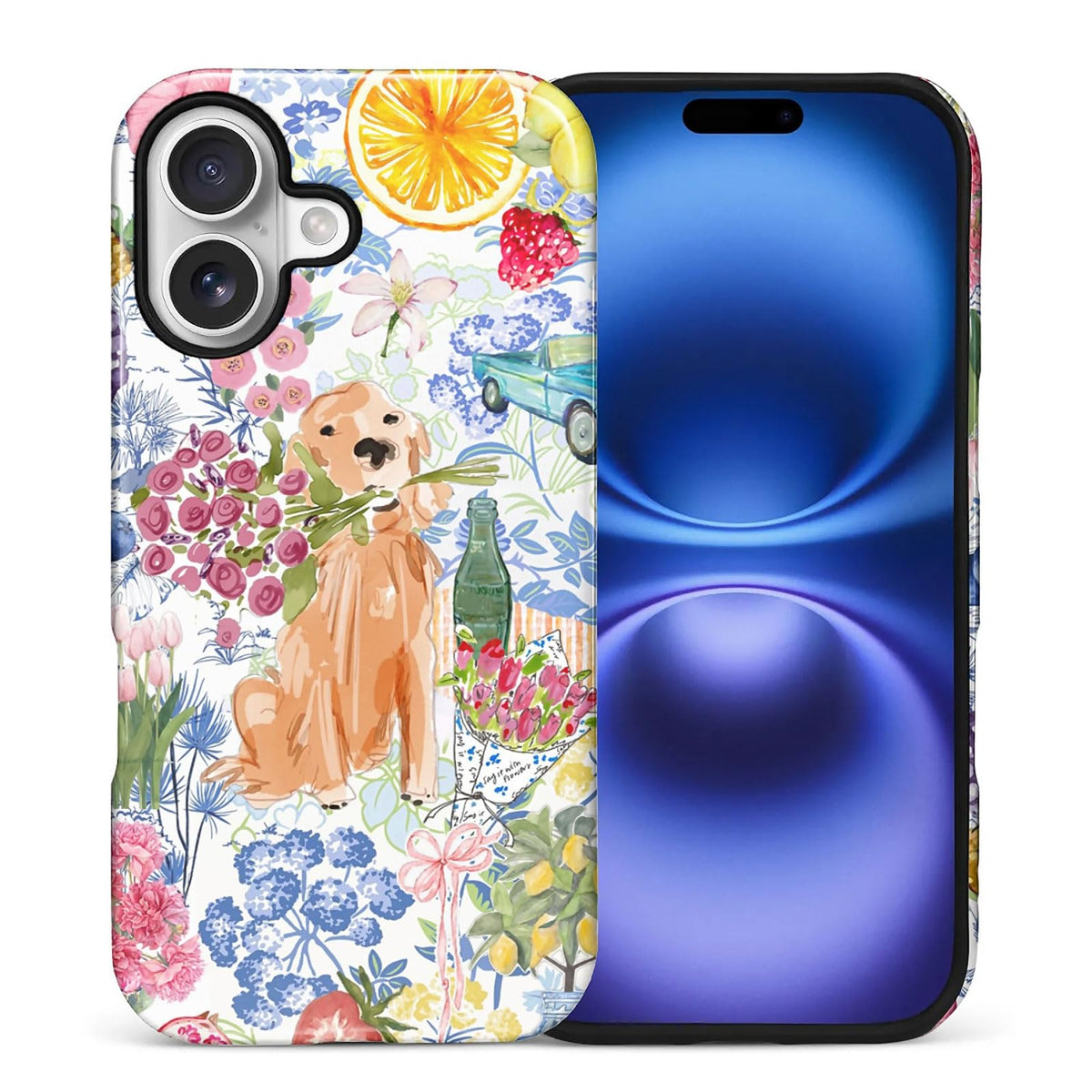 for iPhone 17 Pro Max Case,Hybrid 2-Layer Hard Shell + Silicone Protective Case -Resistant Shockproof- Ally's Dog's Cute College Summer Flower Collage