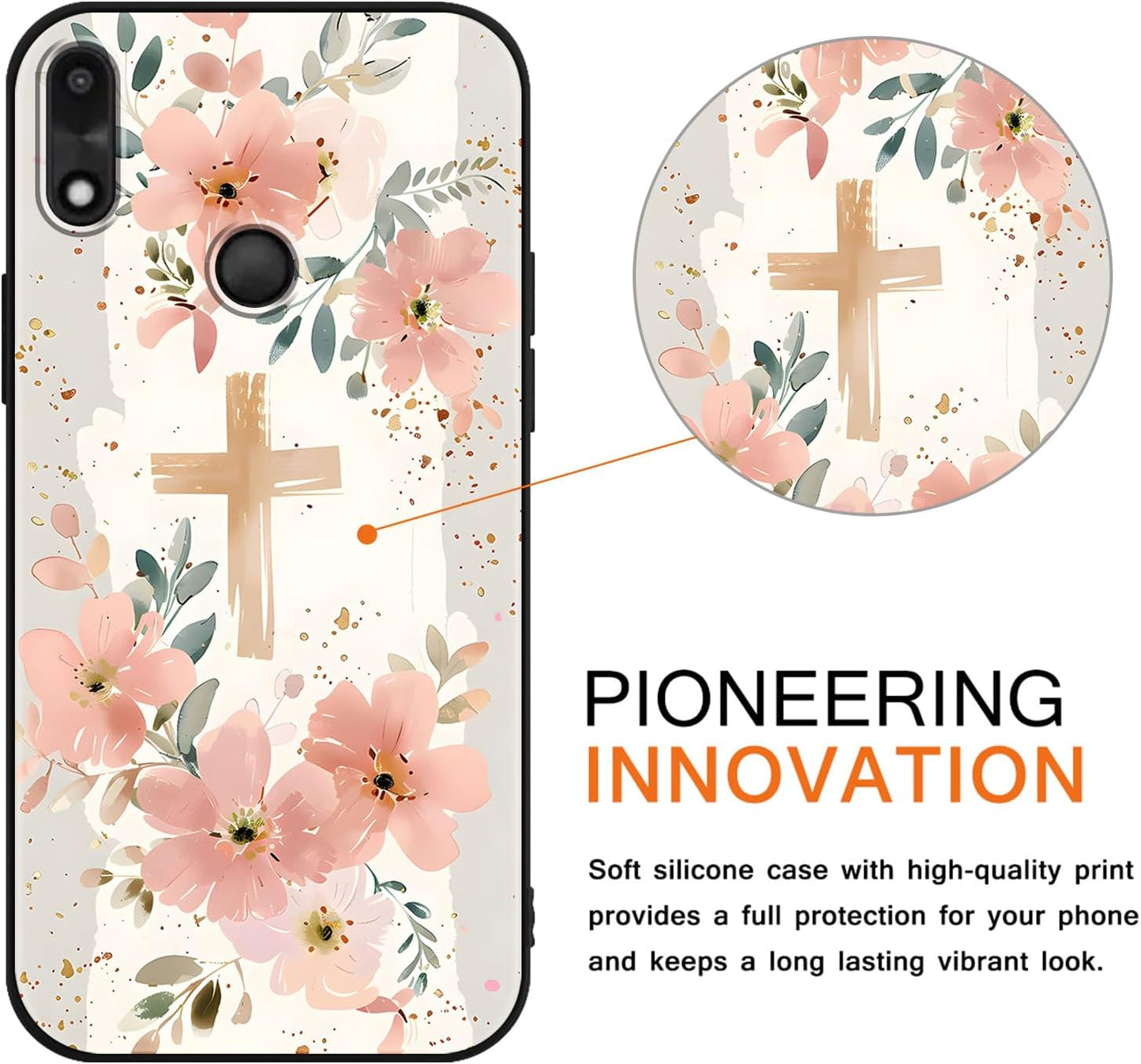 2 Pack Cartoon Floral Phone Case for Gabb Phone 4 6.1",Cute Kawaii Flower Collage Pattern Cases Aesthetic Design,Black TPU Bumper Protective Cover for Girls Women