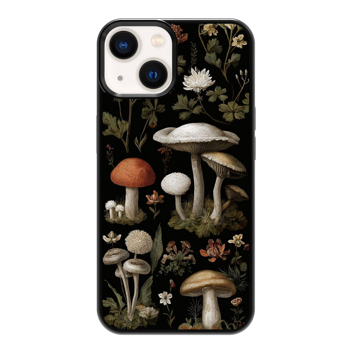 Elegant Forest Green Botanical Leaf and Plant Illustration Phone Case, Shockproof Protective Cover for iPhone 11 12 13 14 15 16 17 Pro Max Plus Mini XR 7 8 SE
