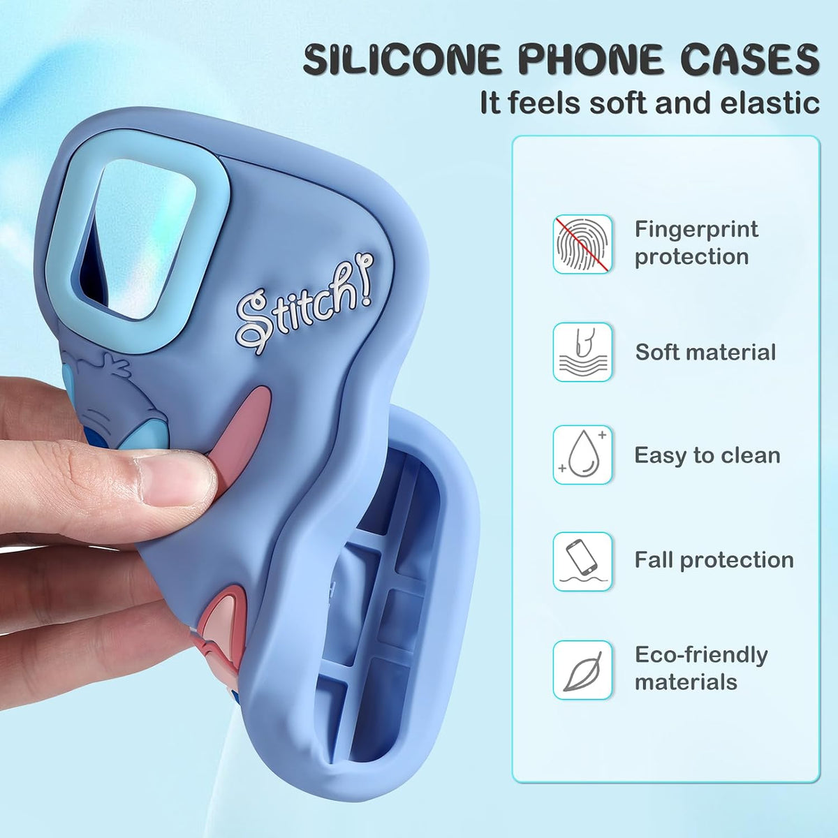 Cute Cartoon Phone Case 3D Character Design Cases for Smasung A53 - for Boys Girls Women Teens Kawaii Unique Fun Cool Funny Silicone Soft Shockproof Cover, Blue