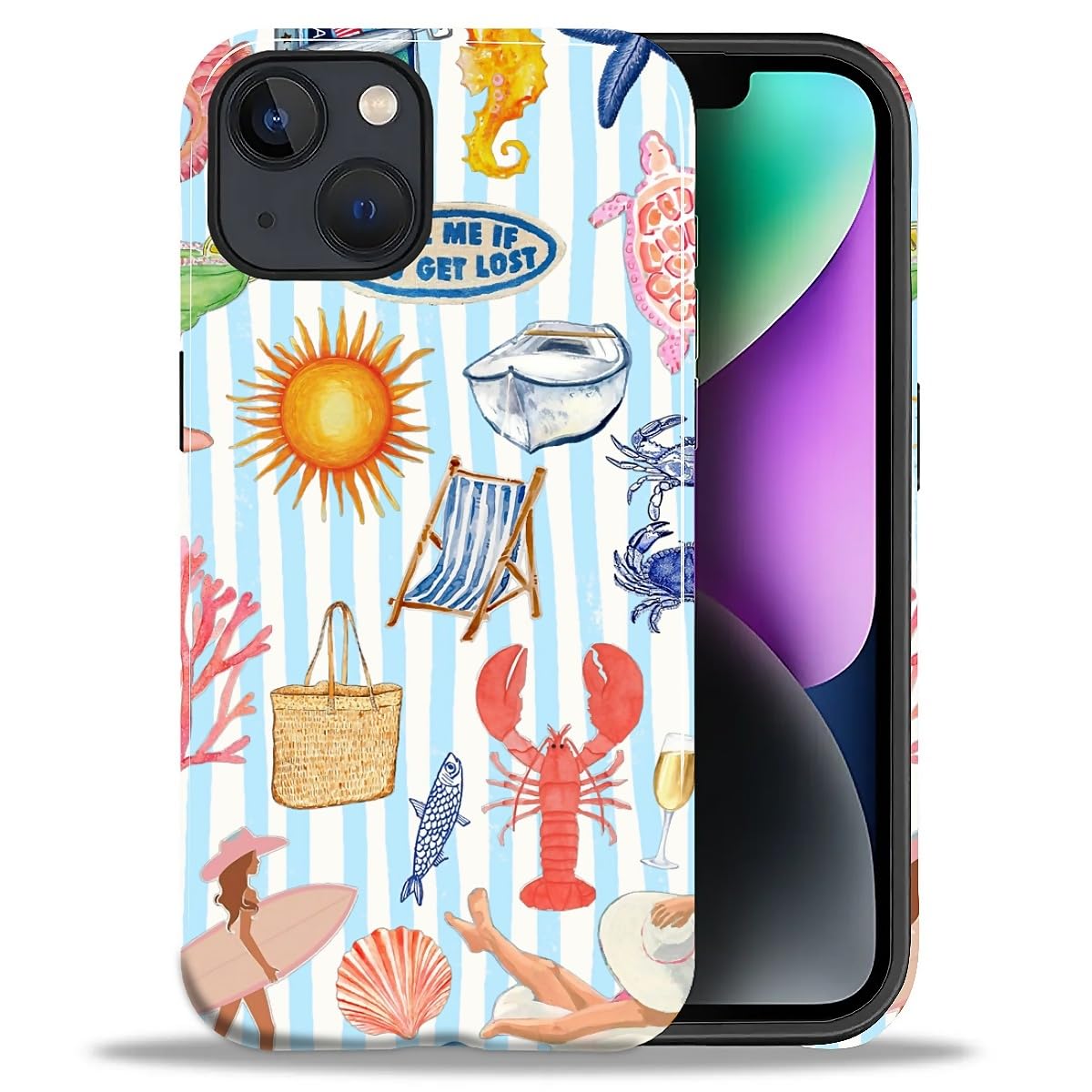 DAIZAG Case for iPhone 13 iPhone 14, Christmas Coffee Snowflake Cane Full-Body Design Hybrid Dual Protection Soft TPU + Hard PC, Shockproof Scratch-Resistant Protective Cover Phone Case for Men Women