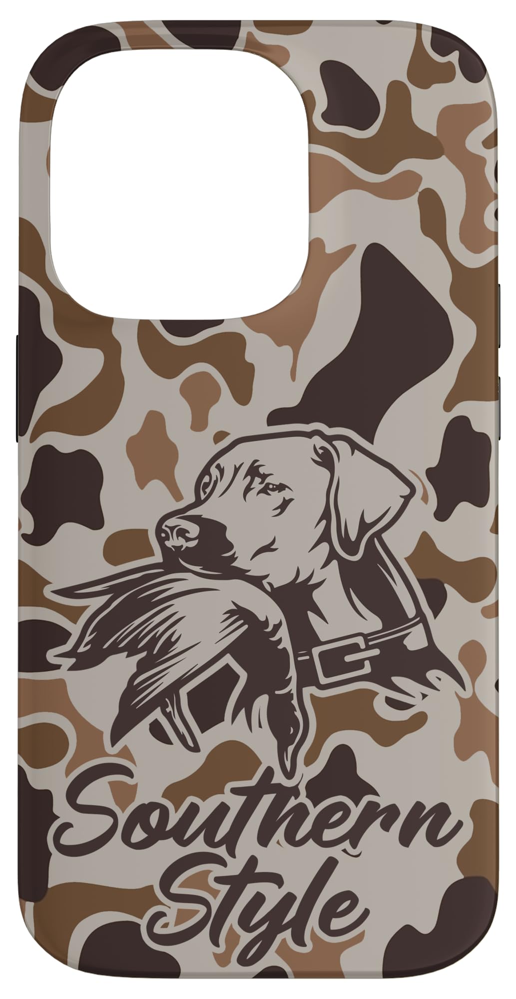 iPhone 15 Old School Camo Southern Style Duck Hunters with Dog Case