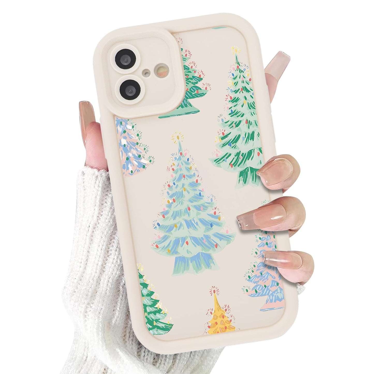 Christmas Phone Case for iPhone 14 6.1", Cute Christmas Tree Gingerbread Man Snowflake Pattern Gifts Case, Pink Aesthetic Protective Shockproof Silicone Cover for Women Girls Men -Pink Snowflakes