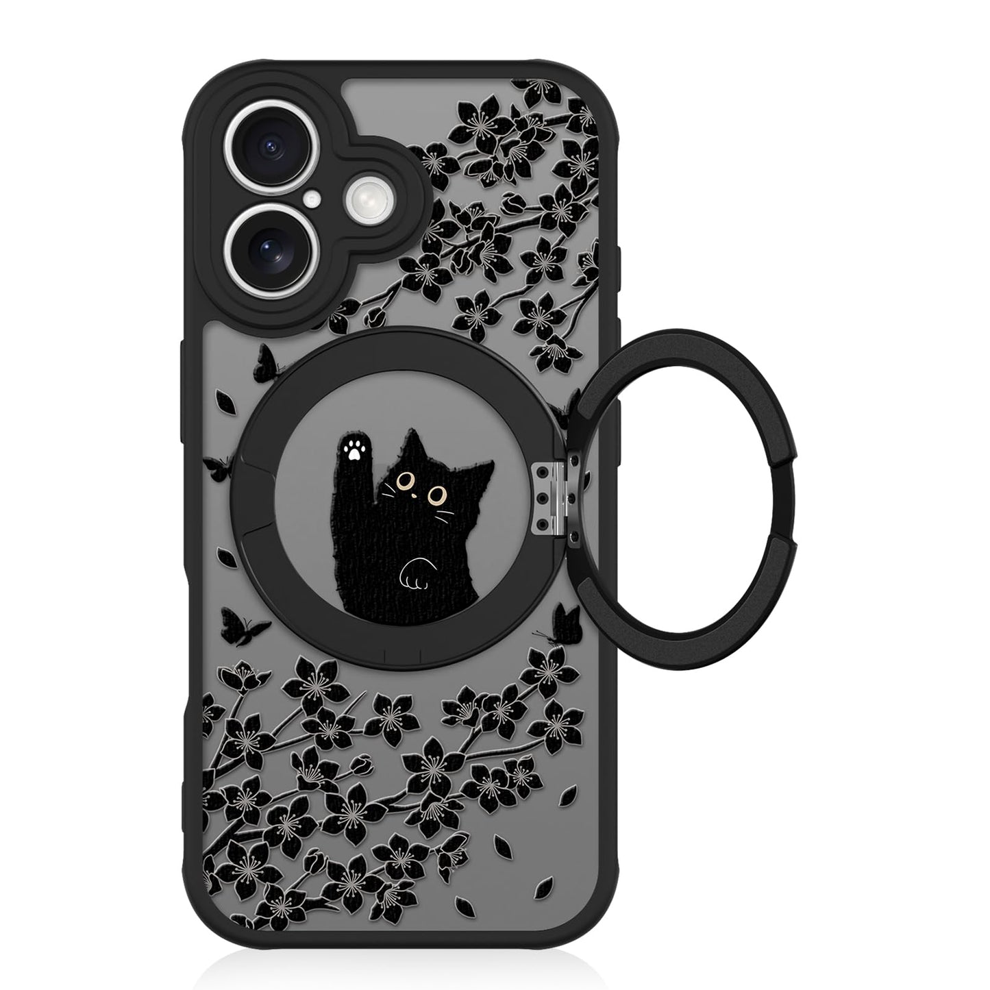 Cute Magnetic Case for iPhone 14 Case, Black Cats Pattern | Compatible with MagSafe, Soft Bumper Hard Back Kawaii Animal Aesthetic Protective Phone Cover Design for Women Girls Boys