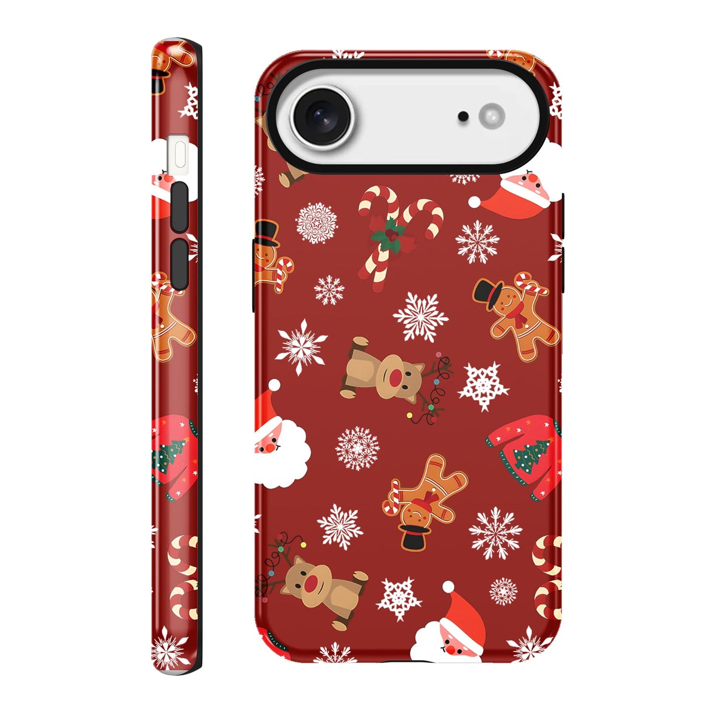 Merry Christmas Phone Case for iPhone 13/14, Cute Case with Candy Gingerbread Man Pattern, Hybrid Durable Shockproof Soft Silicone Cover for Girl Women Men Boys
