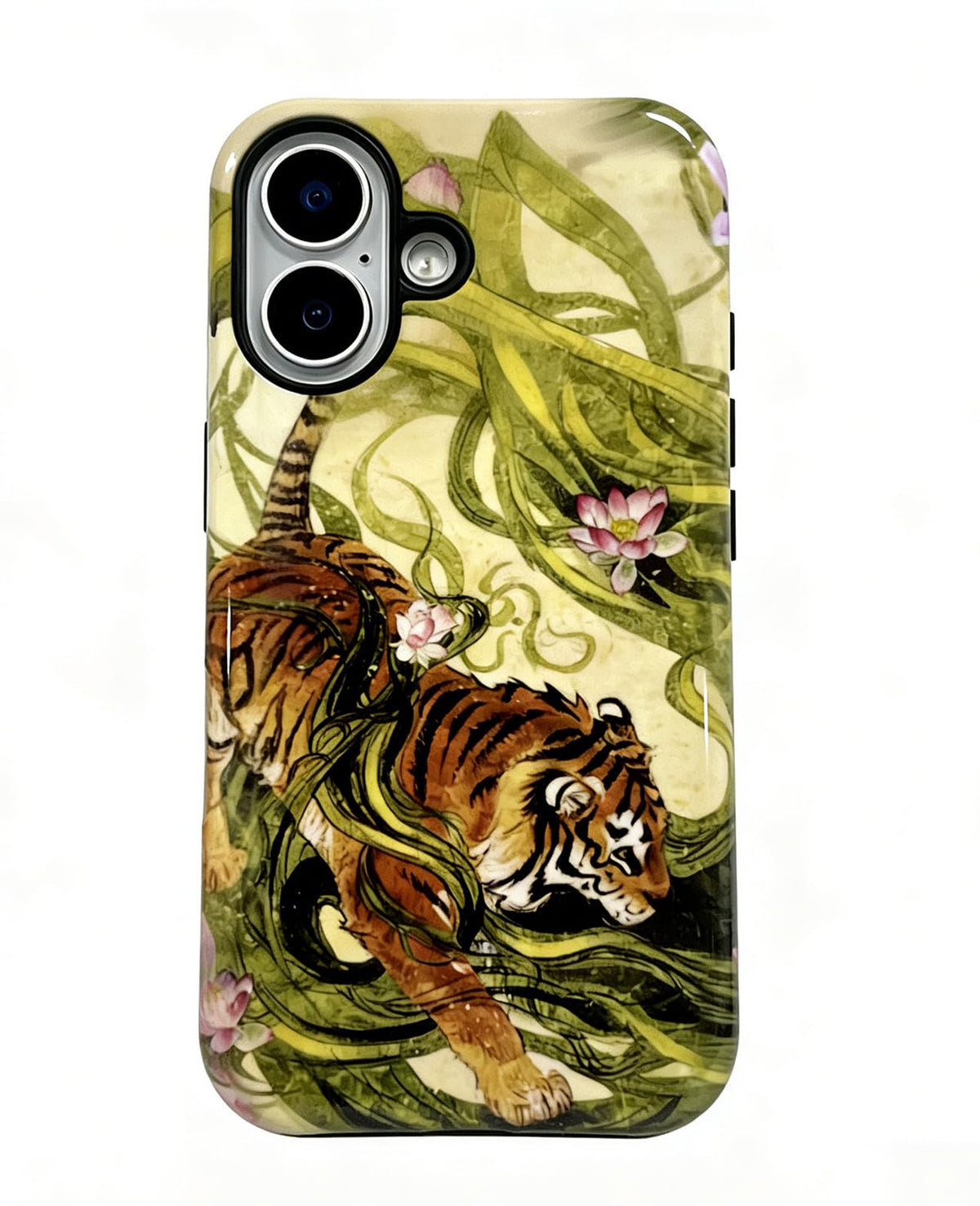 for iPhone 17 Pro Case Cute Retro Chinese-Style Tiger Phone Case Made of Hard PC Material, It Provides Full Protection with A Glossy Finish for Women (Green, iPhone 17 Pro)