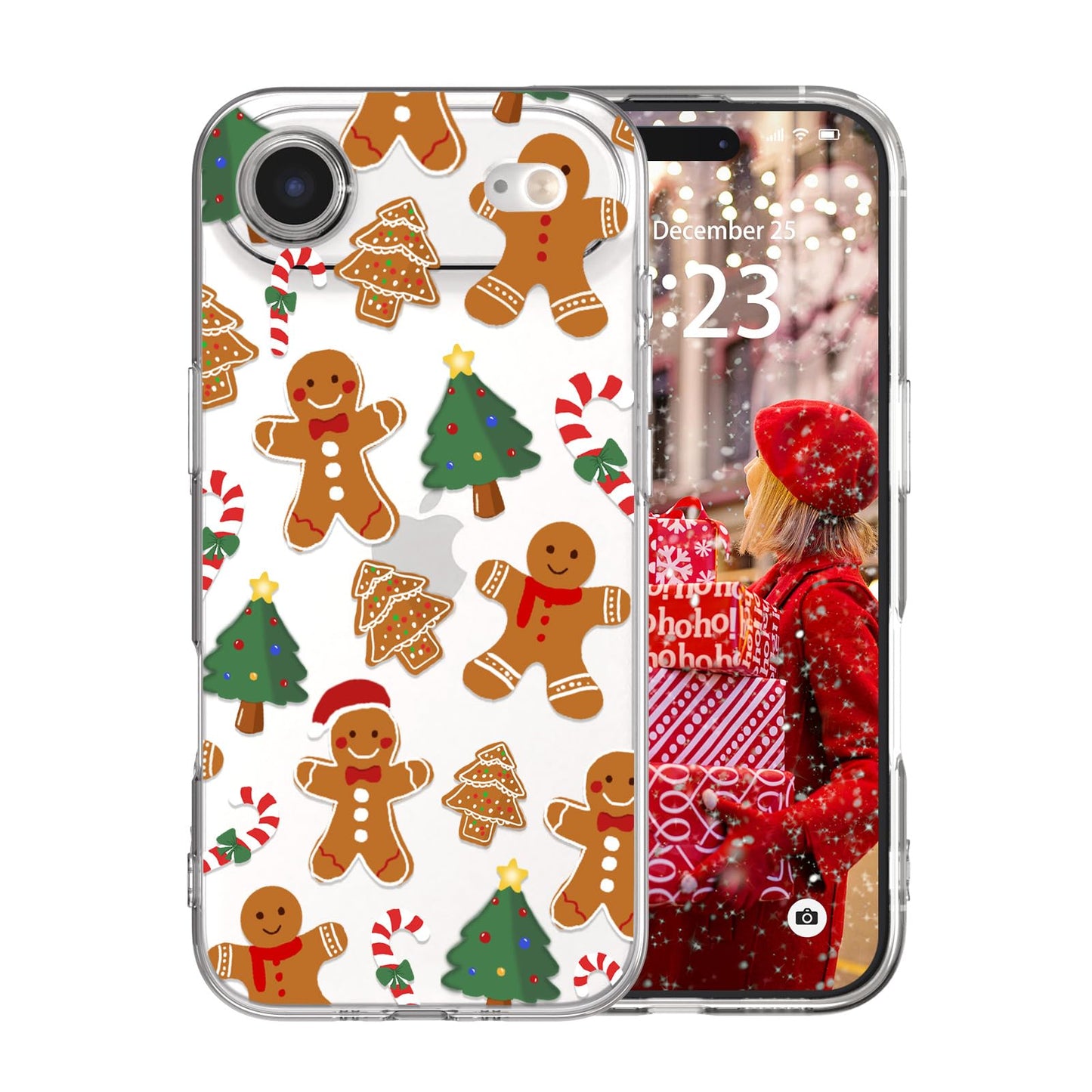 for iPhone 16 Christmas Case Cute Xmas Tree Clear - Gingerbread Man | Xmas Santa Girly Women Girls Kids Snowflakes Candy Winter Holiday Festival Gifts Trendy Soft Protective Cover