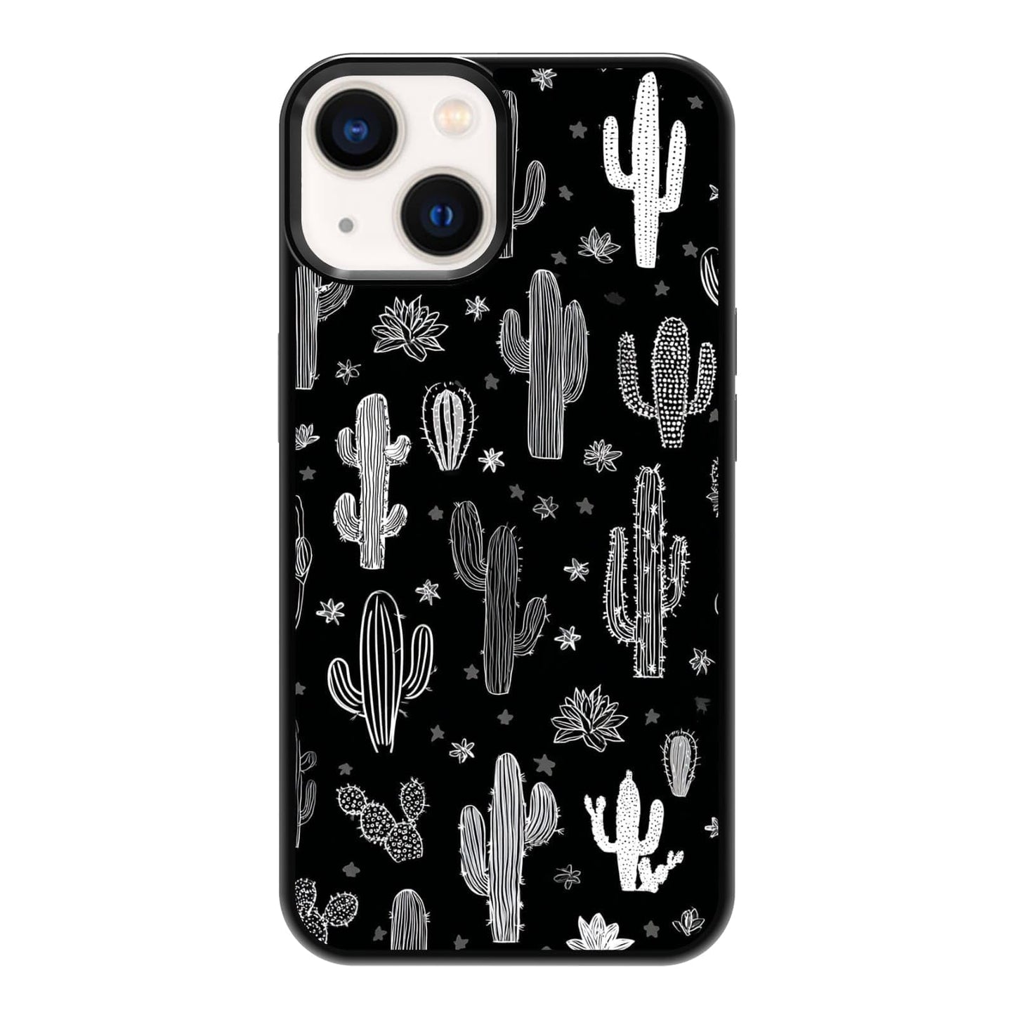 Vintage Black and White Botanical Cactus Agave Desert Nature Phone Case, Shockproof Protective Cover for iPhone 11 12 13 14 15 16 17 Pro Max Plus Mini XR 7 8 SE