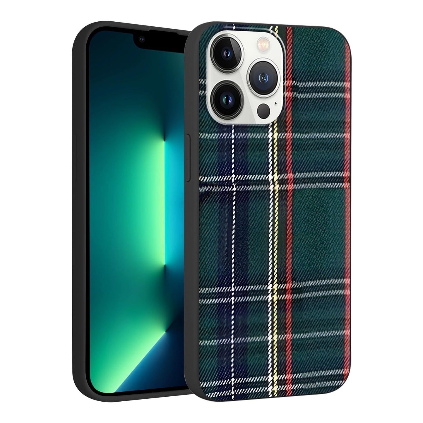 Merry Christmas Plaid Checkered Phone Case for iPhone 11 6.1", Cute Xmas Case Red Grey Scottish Tartan Grid Stripe Pattern Design Cover Shockproof Soft Silicone Protective Funda for Girl Women