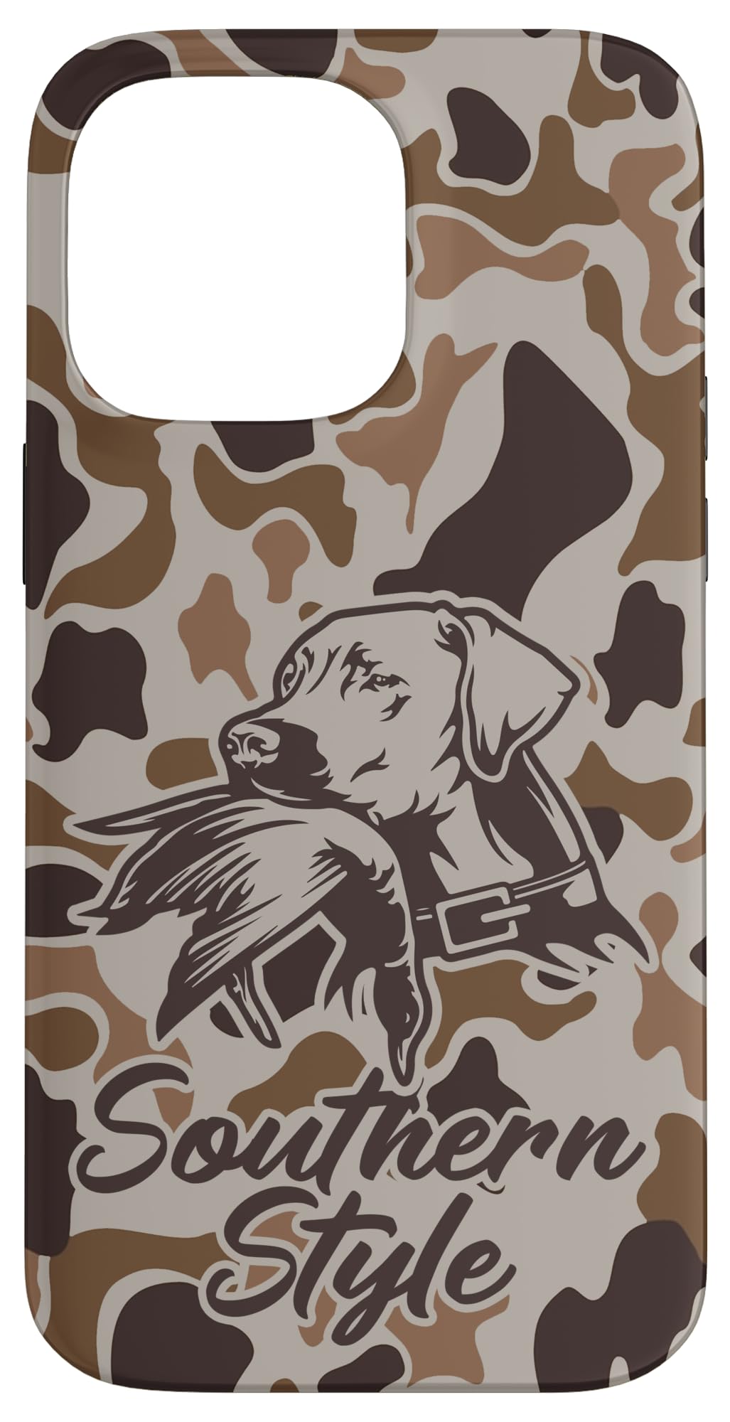 iPhone 15 Old School Camo Southern Style Duck Hunters with Dog Case