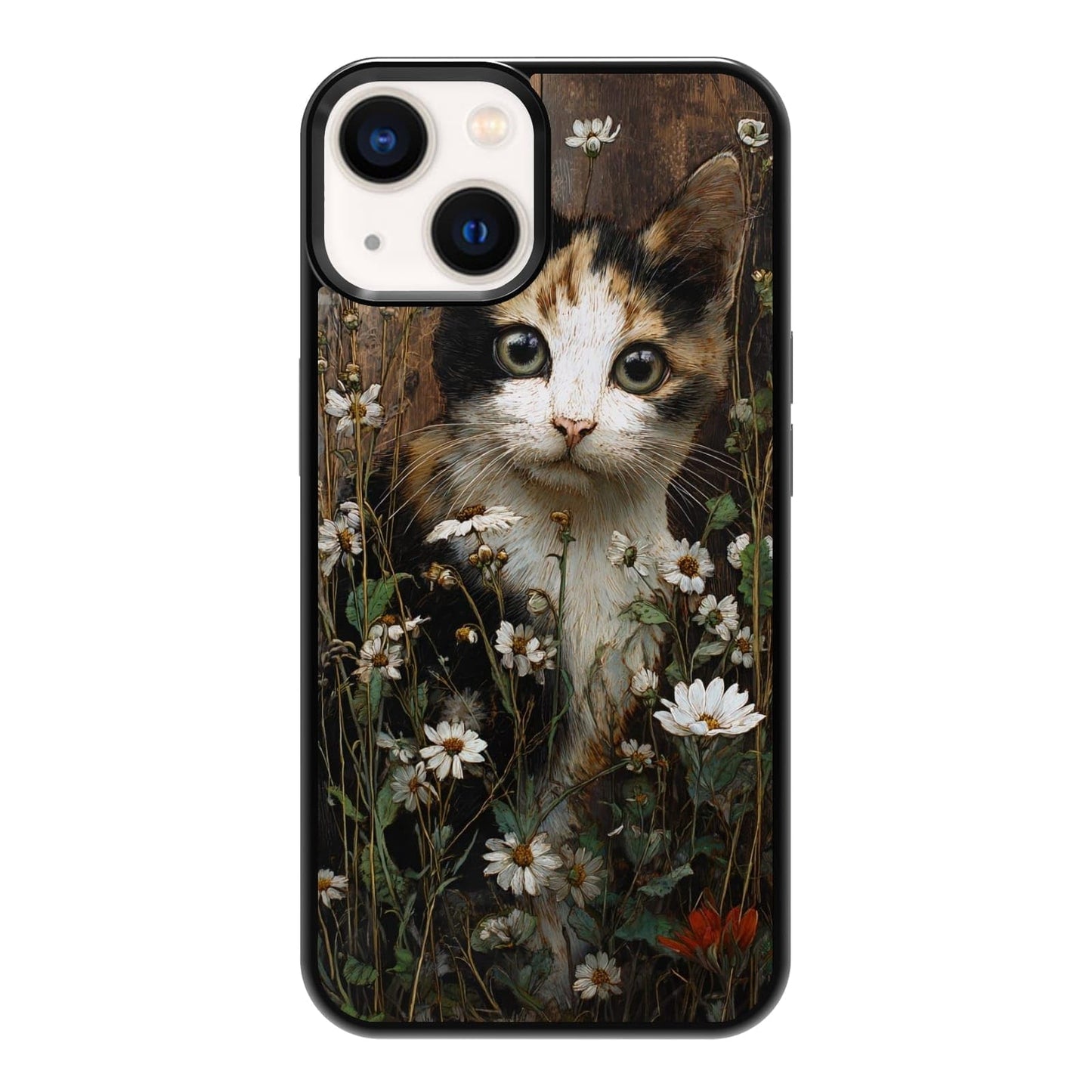 Dark Botanical Wildflower Forest Green Leaf White Blossom Nature Art Phone Case, Shockproof Protective Cover for iPhone 11 12 13 14 15 16 17 Pro Max Plus Mini XR 7 8 SE