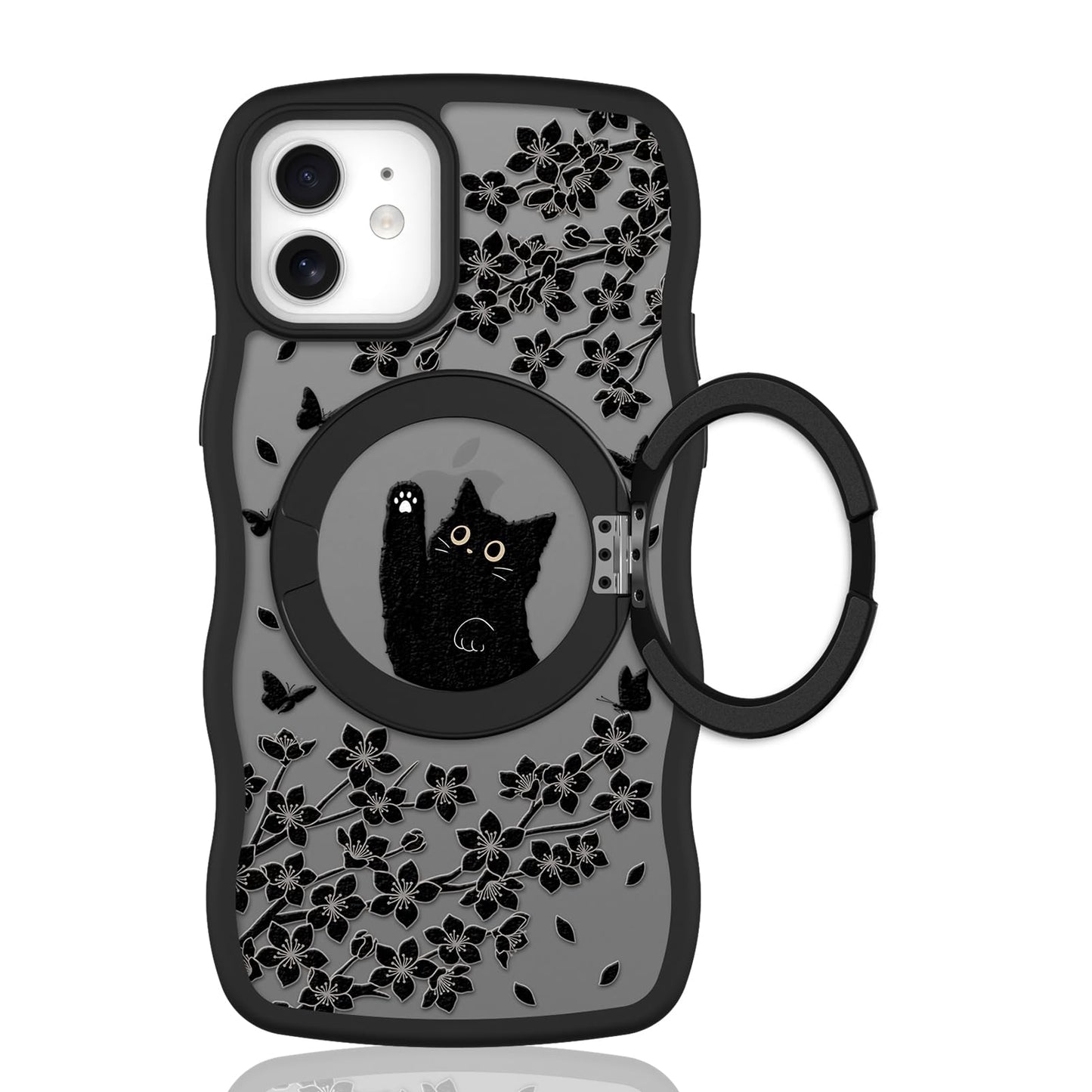 Cute Magnetic Case for iPhone 14 Case, Black Cats Pattern | Compatible with MagSafe, Soft Bumper Hard Back Kawaii Animal Aesthetic Protective Phone Cover Design for Women Girls Boys