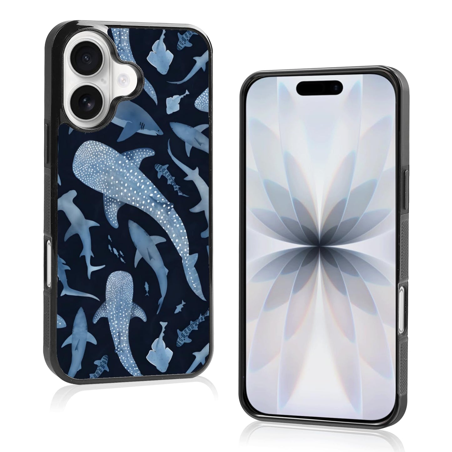 Cute Blue Shark Aesthetic Phone Case for iPhone 14 & 13 Case for Women Teen Girls Kids Girls -6.1Inch