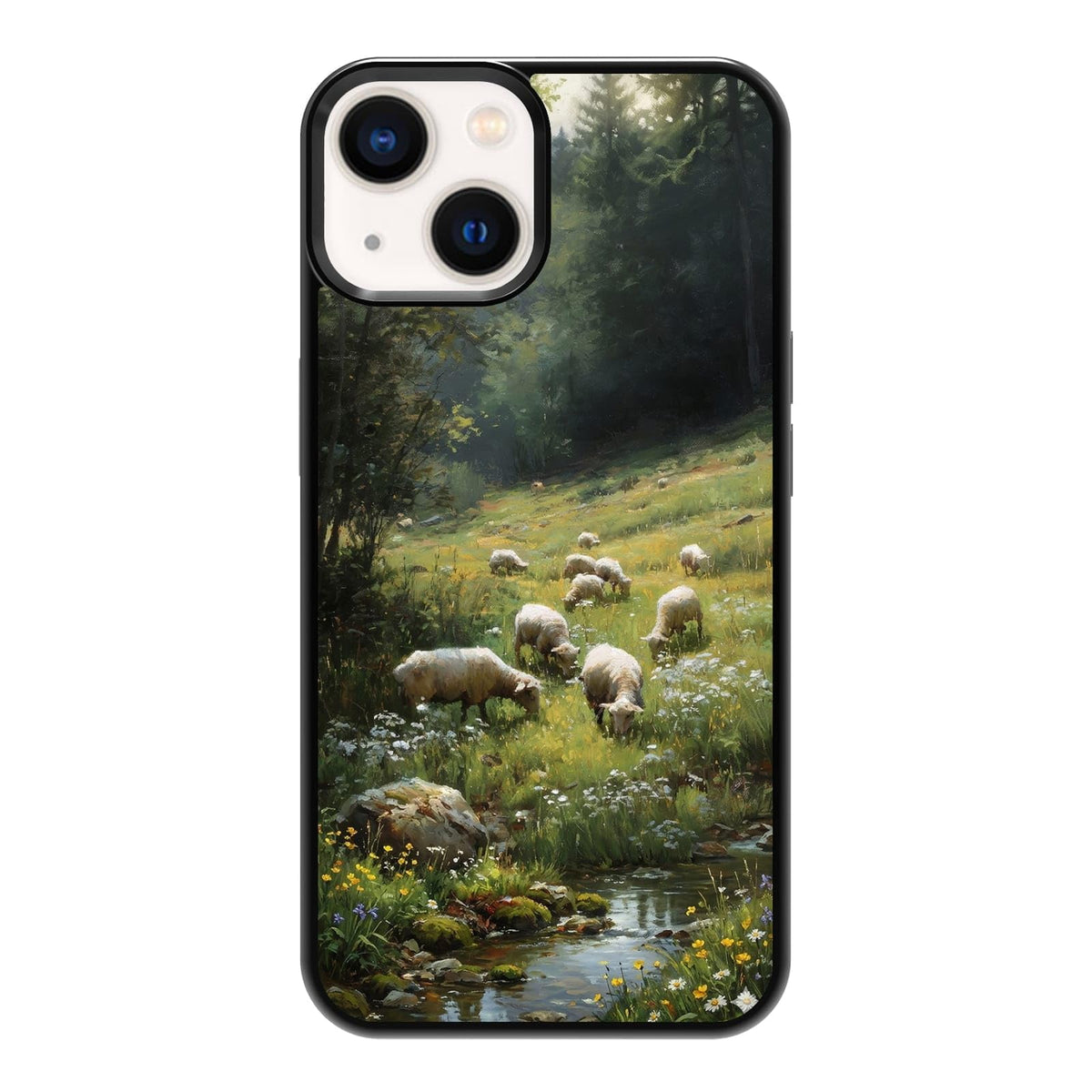 Nature Stained Glass Green Forest Tree Sunlight Phone Case, Shockproof Protective Cover for iPhone 11 12 13 14 15 16 17 Pro Max Plus Mini XR 7 8 SE