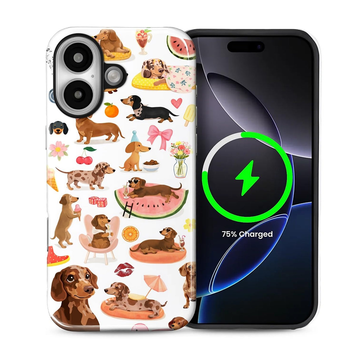 Case Compatible with iPhone 17 [Compatible with MagSafe] Hybrid 2-Layer Hard Shell Protection Case, Shockproof Protective Magnetic Cover for iPhone 17, Funny Sausage Dog Dachshund Collage
