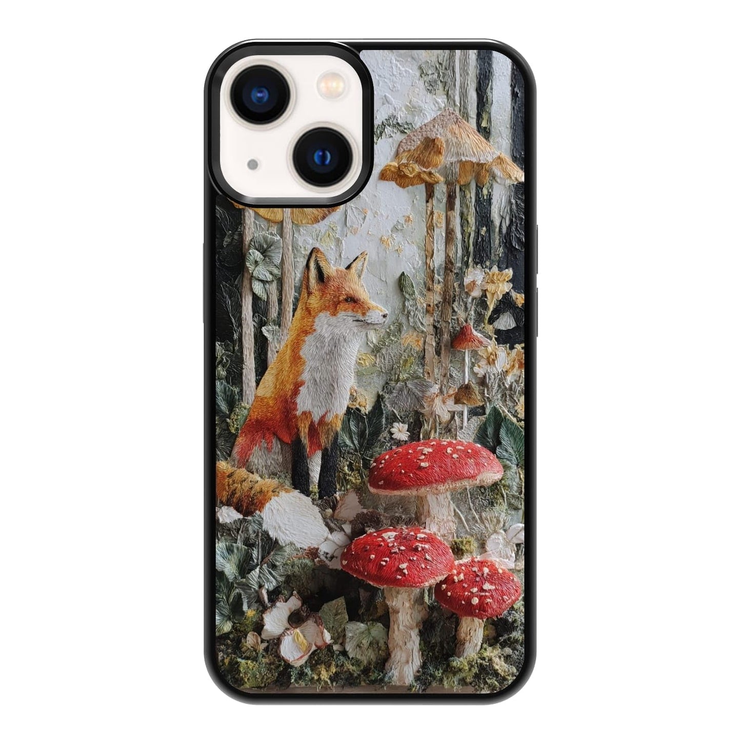 Dark Botanical Wildflower Forest Green Leaf White Blossom Nature Art Phone Case, Shockproof Protective Cover for iPhone 11 12 13 14 15 16 17 Pro Max Plus Mini XR 7 8 SE