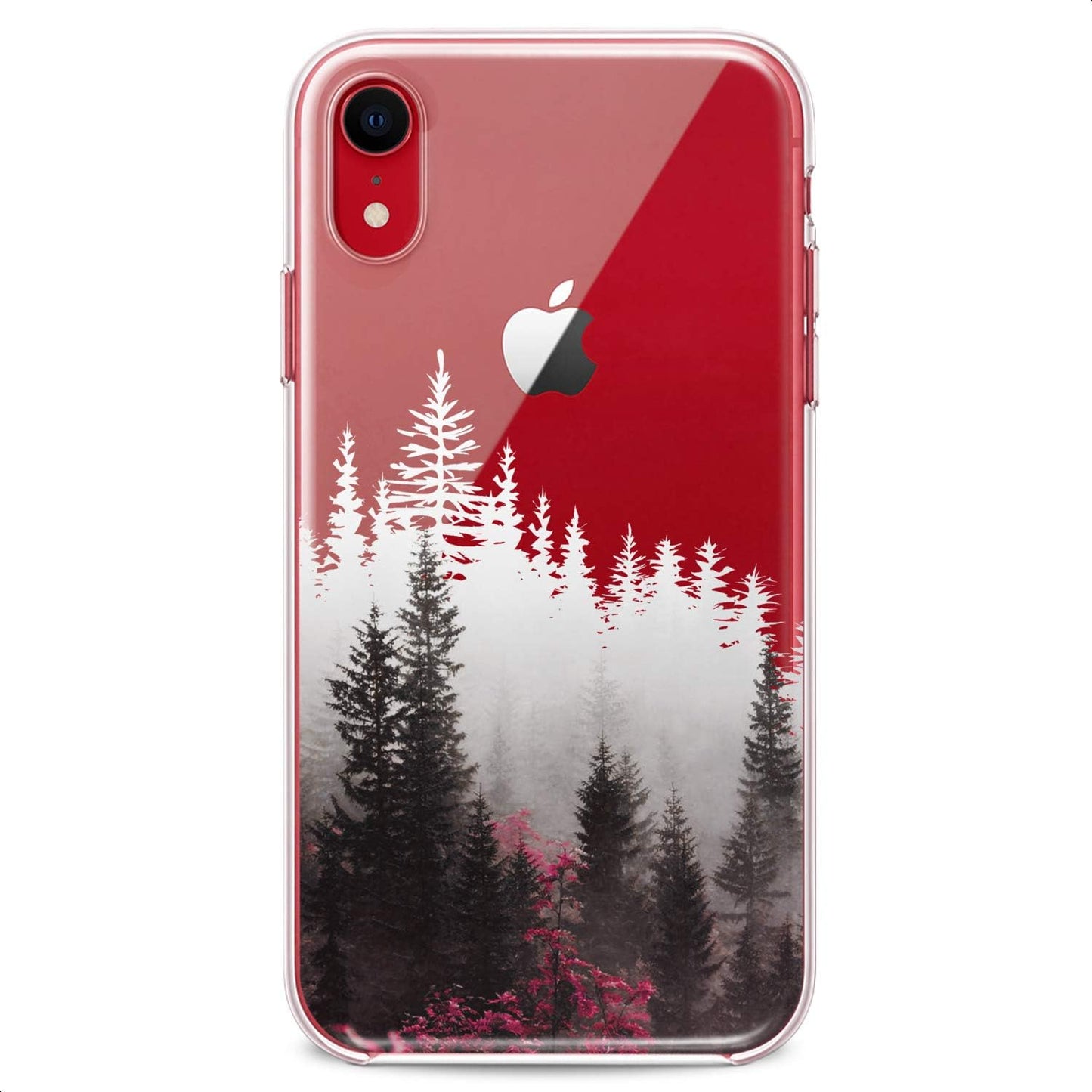 TPU Case Compatible with iPhone 16e 15 14 13 12 11 Pro Max Plus Mini Xs Xr X 8 7 6 5 SE Red Forest White Plants Teen Slim Nature Cute Girls Print Trees Design Clear Flexible Silicone Colorful