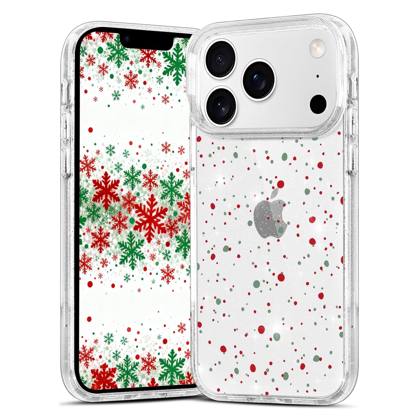 Christmas Phone Case for iPhone 13 6.1", Cute Glitter Christmas Tree Candy Snowflake Pattern, Preety Bling Sparkle Soft TPU Anti-Scratch Shockproof Protective Cover for Women Girls