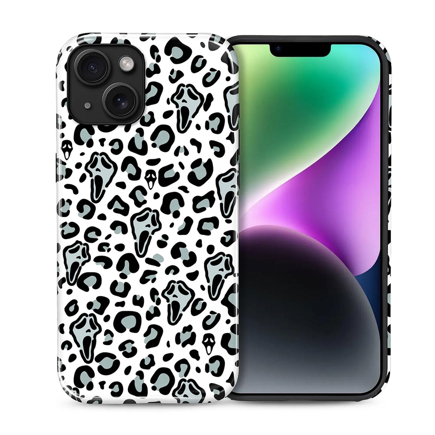 for iPhone 13/14 Case,Hybrid 2-Layer Hard Shell + Silicone Protective Case -Resistant Shockproof- A Naughty Cat with Blue Stripes Eating Fish