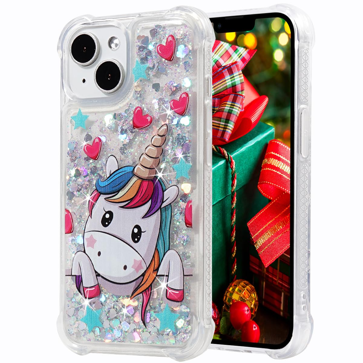 Glitter Christmas Case Compatible with iPhone 15 Glitter Case Christmas Tree Clear Soft TPU Rubber Bumper Girly Women Cute Liquid Holiday Case for iPhone 15 6.1‘’(Christmas Tree)