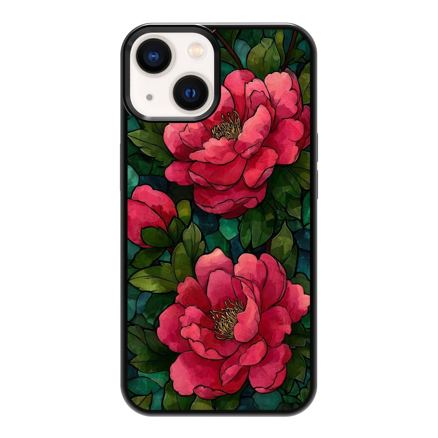 Dark Botanical Wildflower Forest Green Leaf White Blossom Nature Art Phone Case, Shockproof Protective Cover for iPhone 11 12 13 14 15 16 17 Pro Max Plus Mini XR 7 8 SE