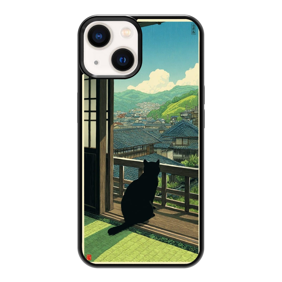Lush Tropical Monstera Leaves Black Cat Botanical Art Phone Case, Shockproof Protective Cover for iPhone 11 12 13 14 15 16 17 Pro Max Plus Mini XR 7 8 SE
