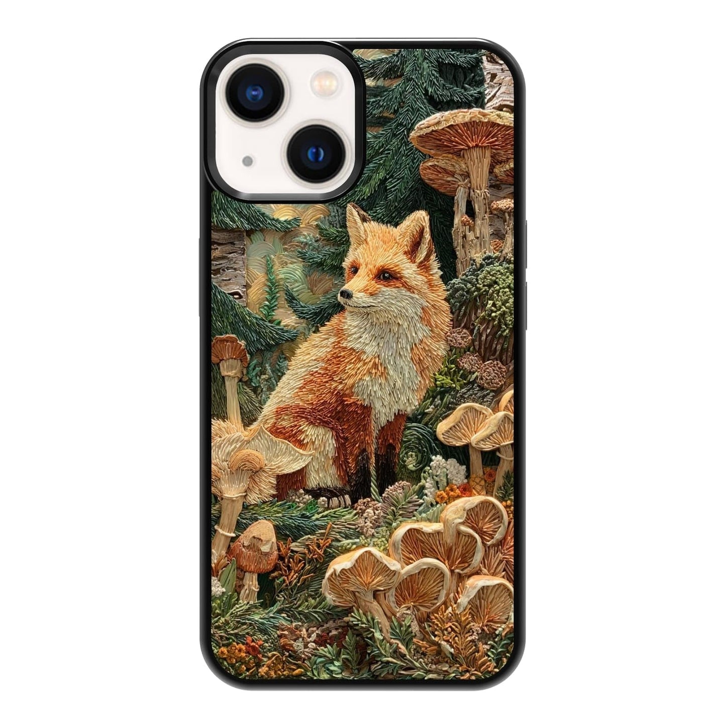 Dark Botanical Wildflower Forest Green Leaf White Blossom Nature Art Phone Case, Shockproof Protective Cover for iPhone 11 12 13 14 15 16 17 Pro Max Plus Mini XR 7 8 SE