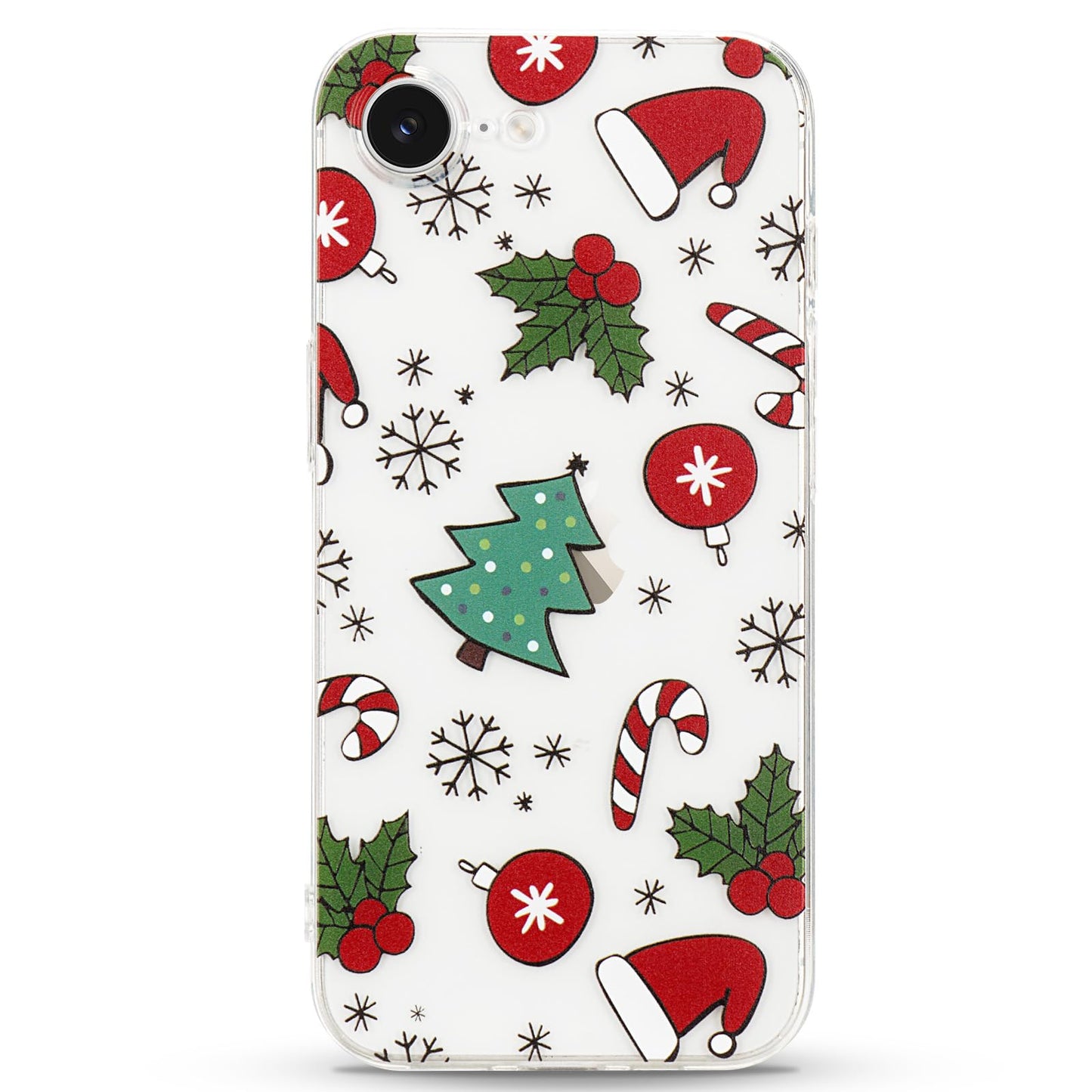 LCHULLE for iPhone 12/12 Pro Christmas Case Xmas Santa Holiday Clear Case | Cute Transparent Design for Women Men Kids, Slim Fit Soft TPU Silicone Shockproof Protective Back Cover - Xmas Tree