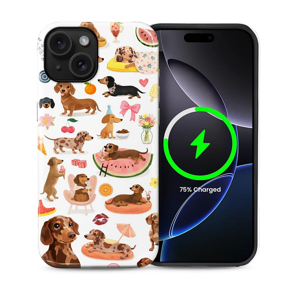 Case Compatible with iPhone 17 [Compatible with MagSafe] Hybrid 2-Layer Hard Shell Protection Case, Shockproof Protective Magnetic Cover for iPhone 17, Funny Sausage Dog Dachshund Collage