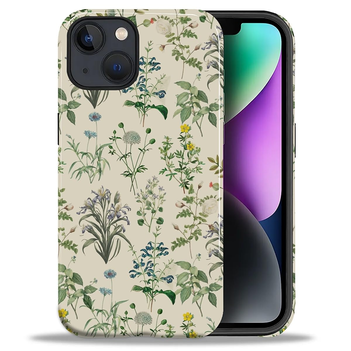 DAIZAG Case for iPhone 13 iPhone 14, Christmas Coffee Snowflake Cane Full-Body Design Hybrid Dual Protection Soft TPU + Hard PC, Shockproof Scratch-Resistant Protective Cover Phone Case for Men Women