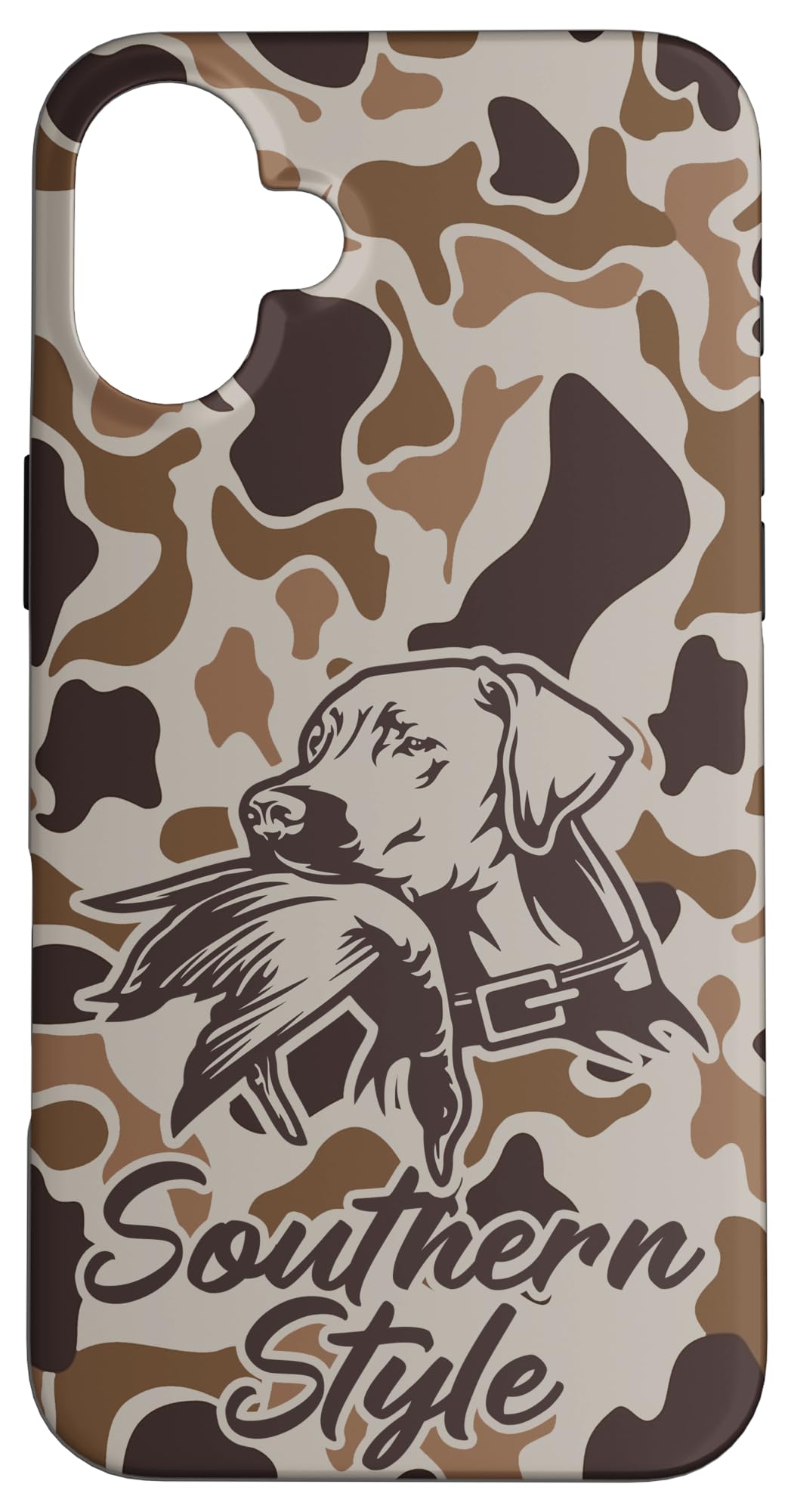 iPhone 15 Old School Camo Southern Style Duck Hunters with Dog Case