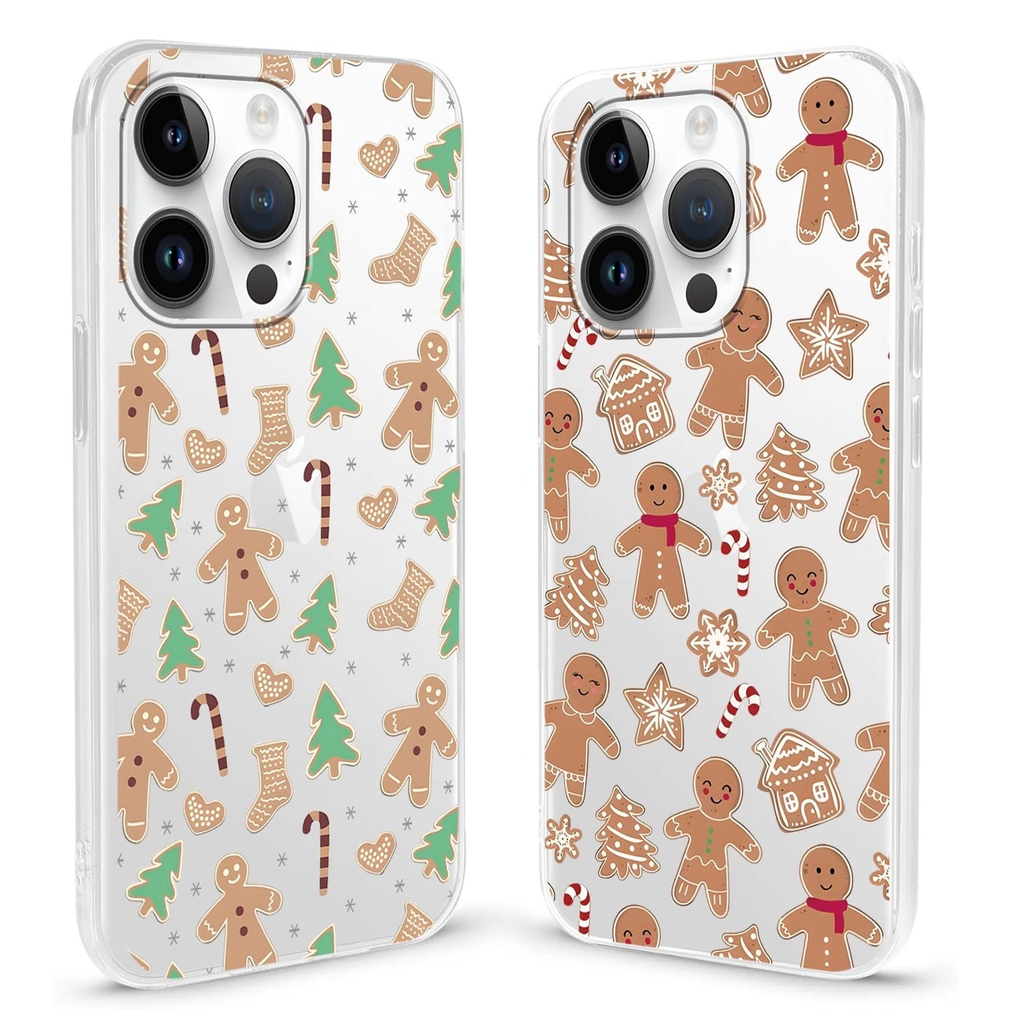 2 Pack Christmas Phone Case for iPhone 16 6.1'', Cute Christmas Tree Pattern Gifts Case with Gingerbread Canes Design Soft TPU Anti-Fall Protective Slim Shockproof Cover for Girl Women Men