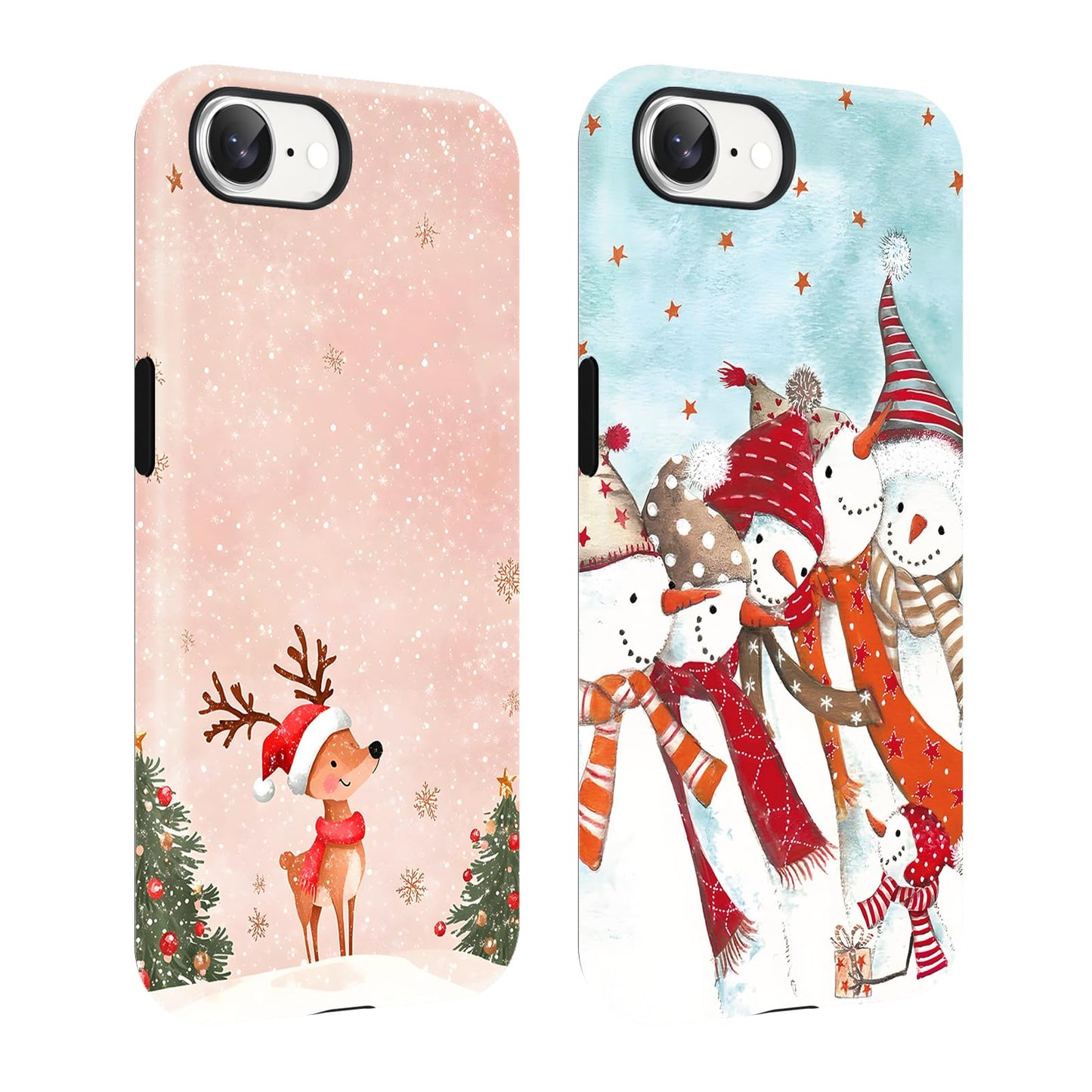 2 Pack Merry Christmas Tree Phone Case for iPhone 13 / iPhone 14 Case 6.1", Cute Xmas Snowflake Pattern Design Phone Cover Hard PC Shockproof Soft TPU Matte Protection Funda for Girls Women