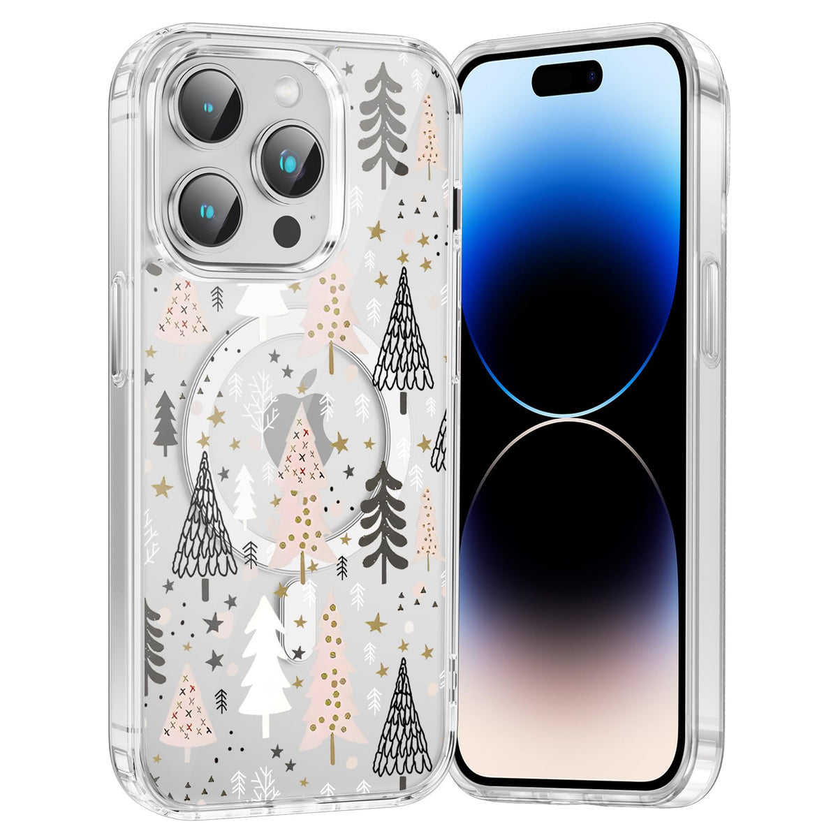 Merry Christmas Snowflake Phone Case for iPhone 13 / iPhone 14 Xmas Clear Magnetic Case 6.1", Compatible with Magsafe, Cute Winter Pattern Design Cover Shockproof Soft TPU Funda for Girl Women